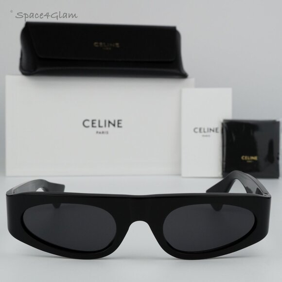 BRAND NEW Celine CL40260I 01A Black Dark Grey  Cat Eye Unisex Sunglasses - Picture 3 of 7